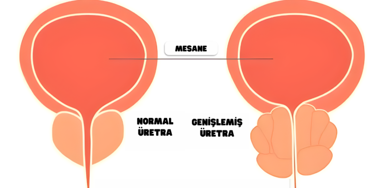 Normal üretra ve genişlemiş üretra — ThuFlep sonrası karşılaştırma